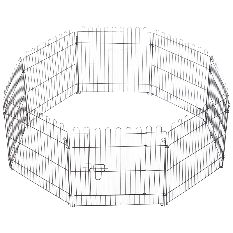 PawHut 30inch 8-Panel Octagon Pet Exercise Playpen Crate Foldable Dog Cage Pen Puppy Kennel, Black