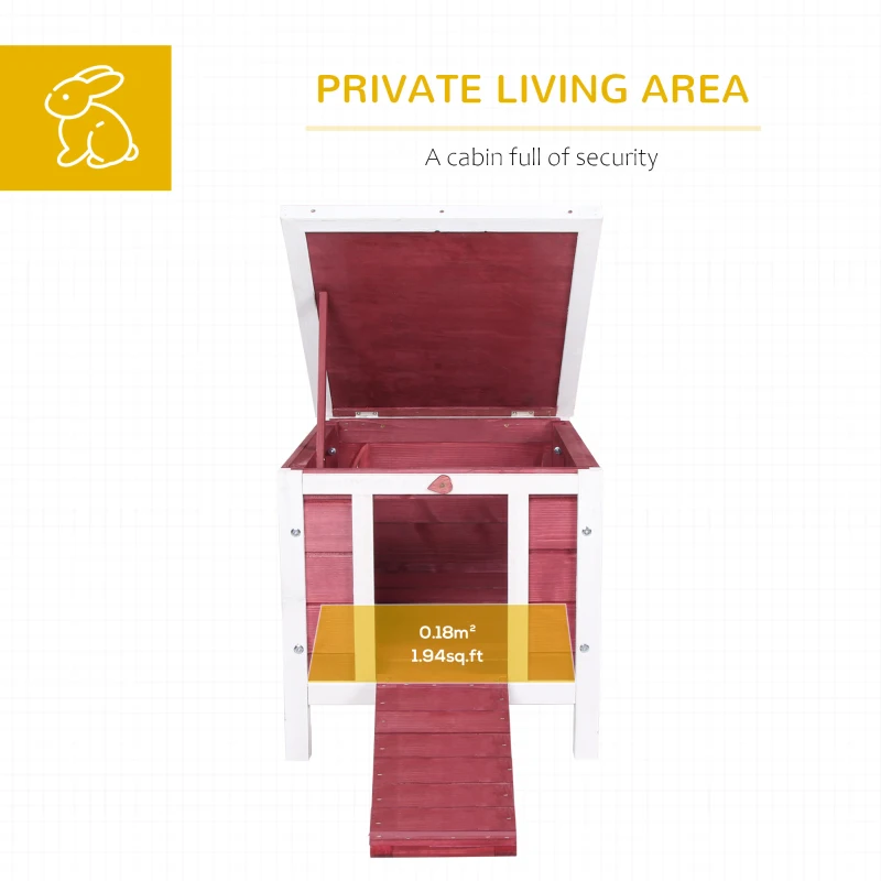 PawHut Small Wooden Rabbit Hutch Bunny Cage Guinea Pig Cage Duck House Dog House with Openable & Waterproof Roof, for Rabbits, Chickens, Ducks, Red