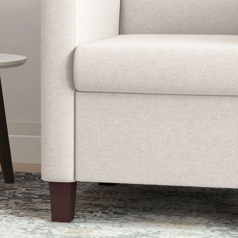 HOMCOM Fabric Accent Chair, Modern Armchair with Seat Cushion and Non-Slip Pads for Living Room, Bedroom, Cream White