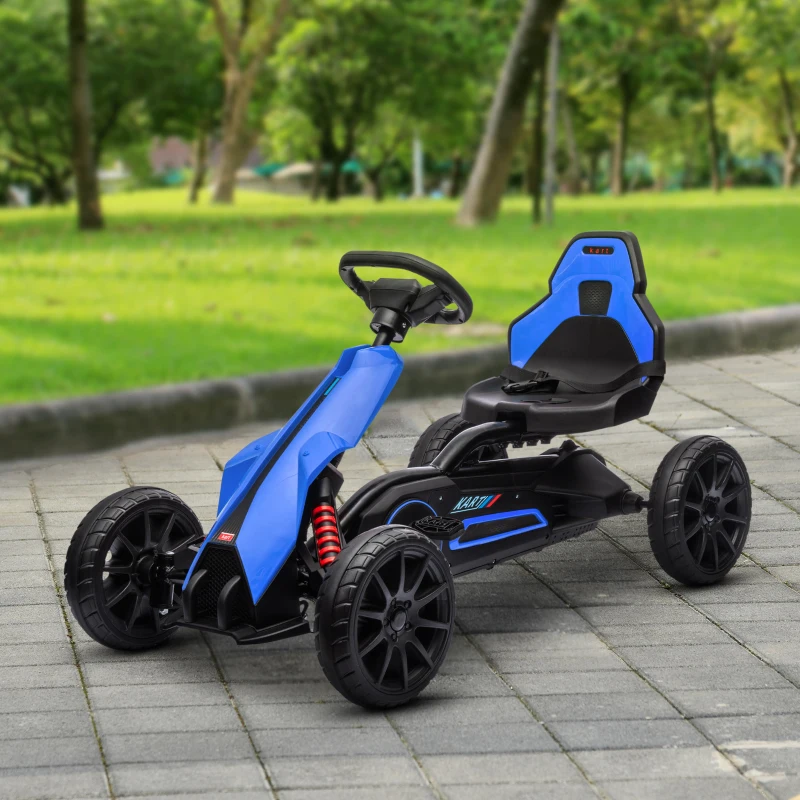 Aosom Kids Pedal Go Kart W/ Adjustable Seat, Swing Axle, Blue