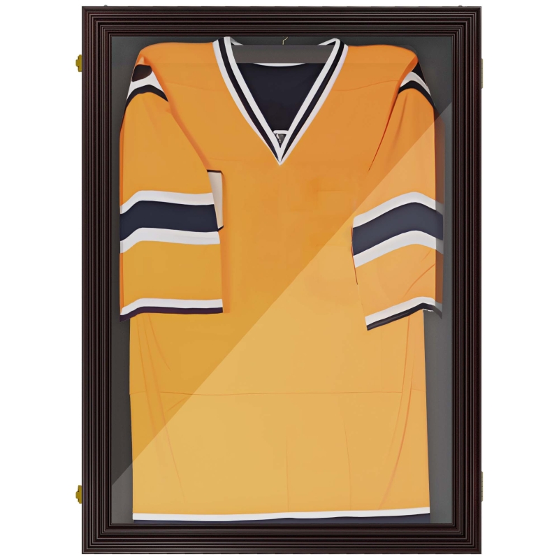 HOMCOM 26" x 35" Shadow Box Frame, UV-Resistant Jersey Display Case with T-shirt Hanger and 2 Keys, Brown