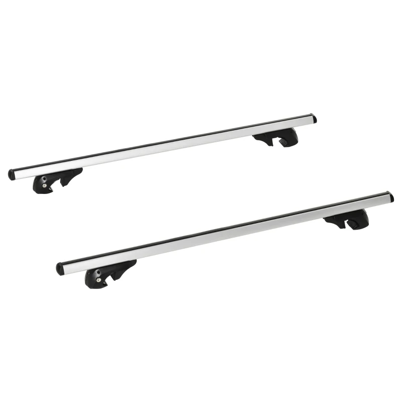 HOMCOM 2pc Roof Rack Car Roof Top Lockable Aluminum Cross Bars Adjustable Baggage Luggage Carrier, Silver (53")
