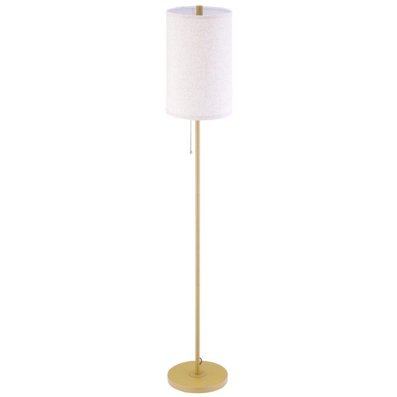 HOMCOM Modern Floor Lamp w/ Steel Frame and Pull Rope Switch, Standing Lamp for Living Room, Bedroom, Office