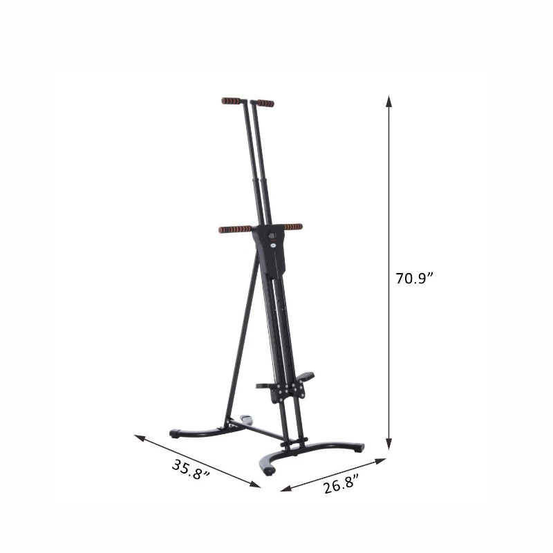 Soozier Vertical Climber, High-Intensity Cardio & Muscle Toning Exercise for Home Gym, Folding Steel, Adjustable Height, Display Monitor, 220 lbs. Weight Capacity, Black