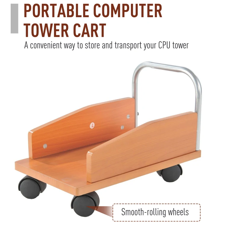 HOMCOM L-Shaped Corner Computer Office Desk Workstation with Elevated Shelf, Rolling Keyboard Tray, & Convenient CPU Stand, Wood Color