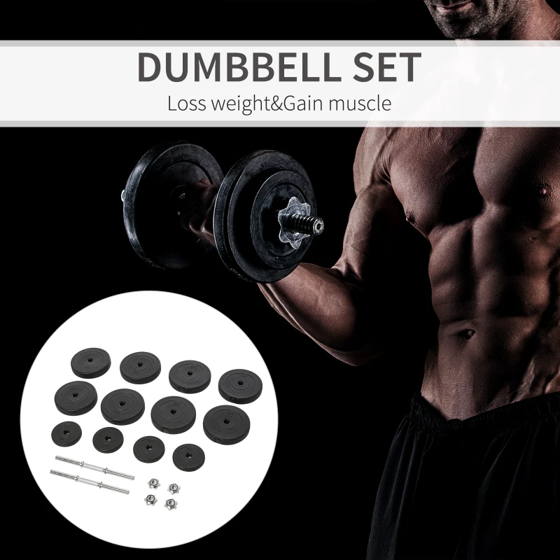Soozier Adjustable 2 x 55lbs Weight Dumbbell Set for Weight Fitness Training Exercise Fitness Home Gym Equipment, Black (Pair)