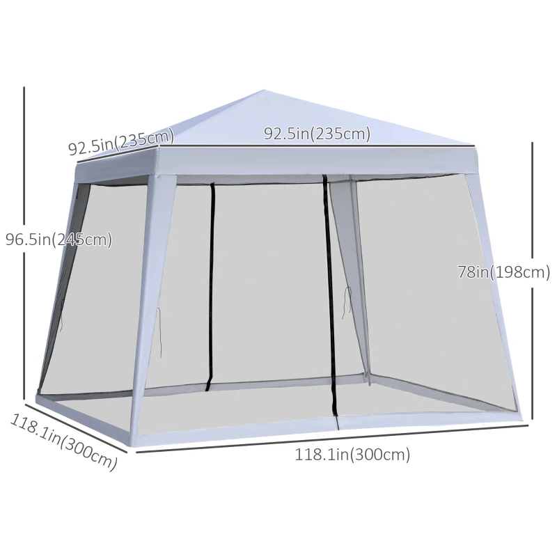 Outsunny 10x10ft Gazebo Tent with Netting Patio Canopy Outdoor Party Activity Sun Shade Garden Sun Shelter, Grey