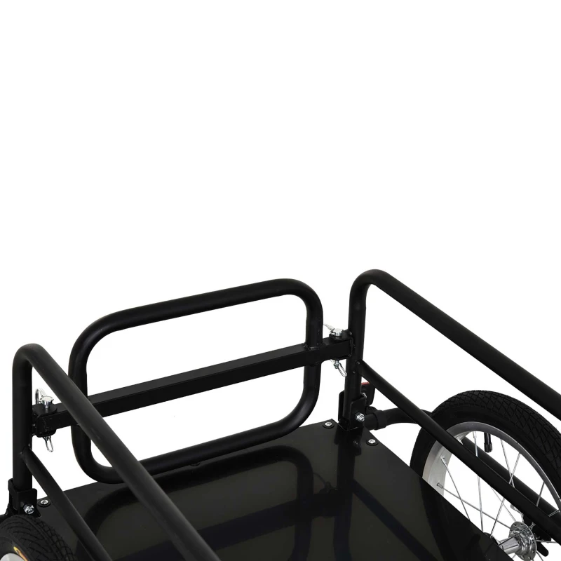 Aosom Bike Trailer, Foldable Bicycle Trailer with16 Inch Pneumatic Tire, Universal Coupler, Foldable Frame and Safe Reflectors Design, Large Load Capacity, Black