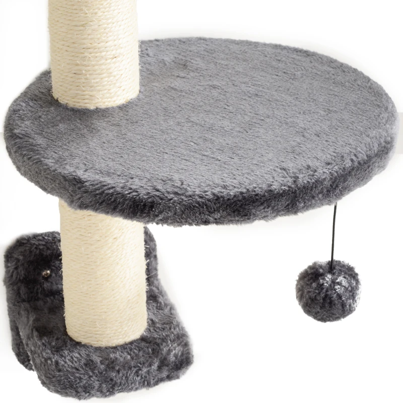 PawHut Cat Wall Shelf with Scratching Post, Play Balls, Platforms, Dark Grey