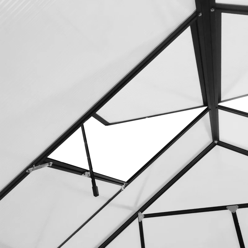 Outsunny 20' x 8' Aluminum Greenhouse Polycarbonate Walk-in Garden Greenhouse Kit with Adjustable Roof Vent, Rain Gutter and Sliding Door for Winter, Clear(m-8)