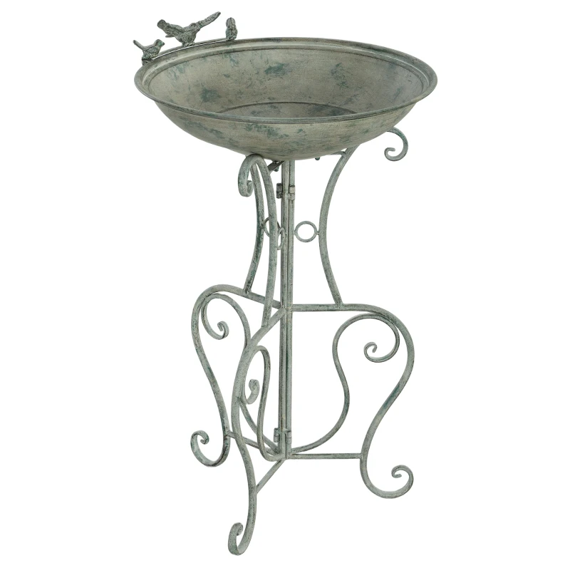Outsunny Metal Bird Bath for Outdoors, 31" Tall Round Birdbath with Bird Statues and Decorative Stand, Freestanding Bird Feeder for Garden, Yard, Patio Decor, Bronze