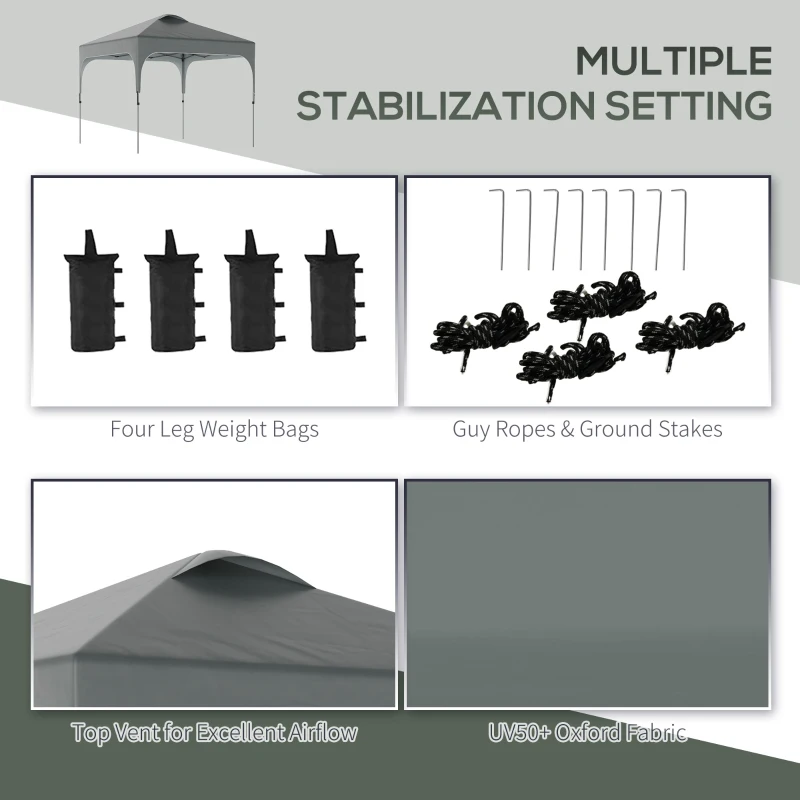 Outsunny 10' x 10' Pop Up Canopy Tent with Wheeled Carry Bag and 4 Sand Bags, Instant Sun Shelter, Tents for Parties, Height Adjustable, for Outdoor, Garden, Patio, Dark Grey
