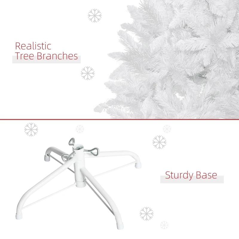 HOMCOM 4ft Artificial Christmas Tree with Pine Realistic Branches, Auto Open, for Indoor Decoration, White