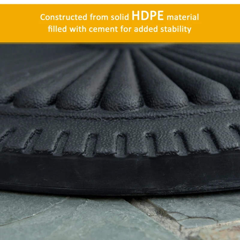 Outsunny Patio Umbrella Base Stand, Round Cement Parasol Holder for Outdoor, Patio, Garden, Beach, Fits Φ1.4", Φ1.5" and Φ 2" Pole, Black