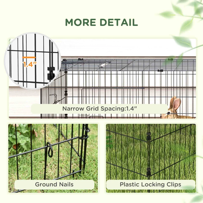 PawHut 87" Small Animal Playpen with with Roof for Rabbits, Chicken, Chinchillas for Indoor/Outdoor Use, Green