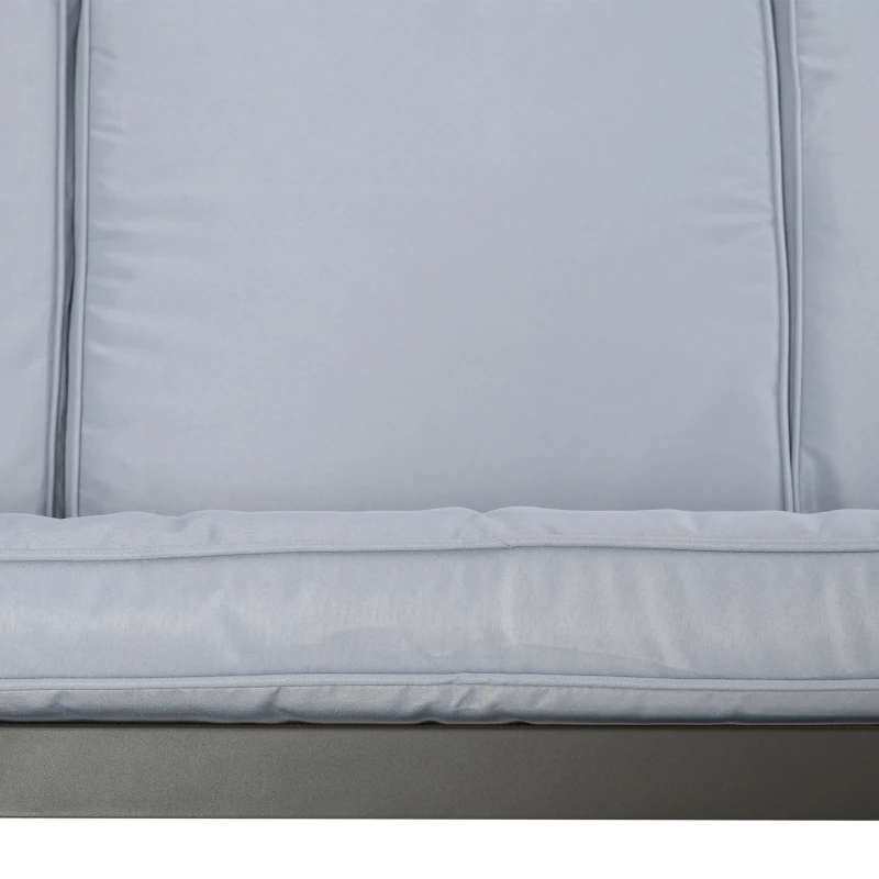 Outsunny 3 Seater Patio Swing Chair, Porch Swing with Adjustable Canopy and Removable Cushions, Outdoor Swing Seat, Light Grey