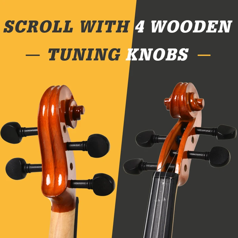 Soozier 4/4 Violin Maple Wood Full Set of Accessories Storage Box, Orange