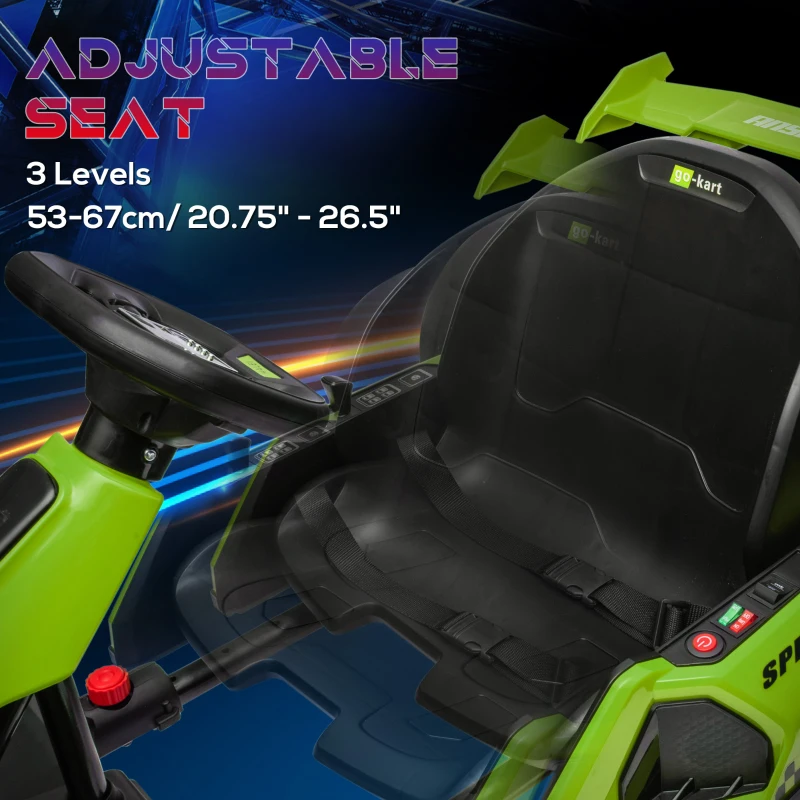 Aosom 24V 7.5 MPH Electric Go Kart with Adjustable Seat, Slow Start, Green