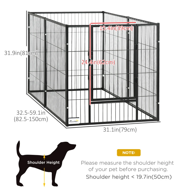 PawHut 6 Panel 32.5" - 59" x 32" Dog Playpen, Heavy Duty Pet Playpen for Indoor Outdoor, Small and Medium Dogs