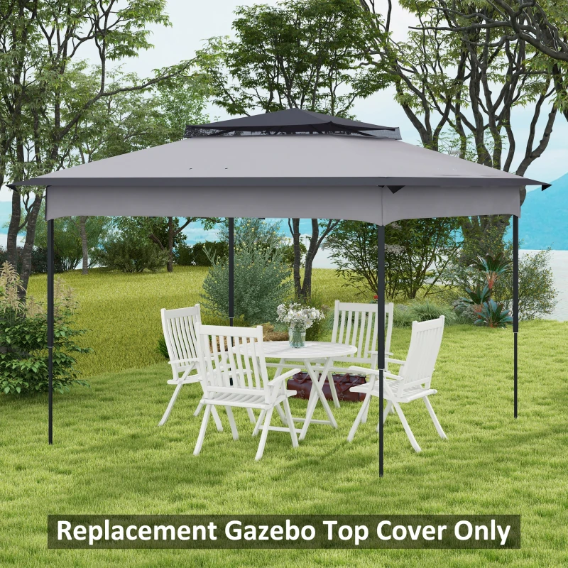 Outsunny 11' x 11' Replacement Canopy Top for Pop Up Canopy Tent, 2-Tier Canopy Cover, 30+ UV Protection, Gray