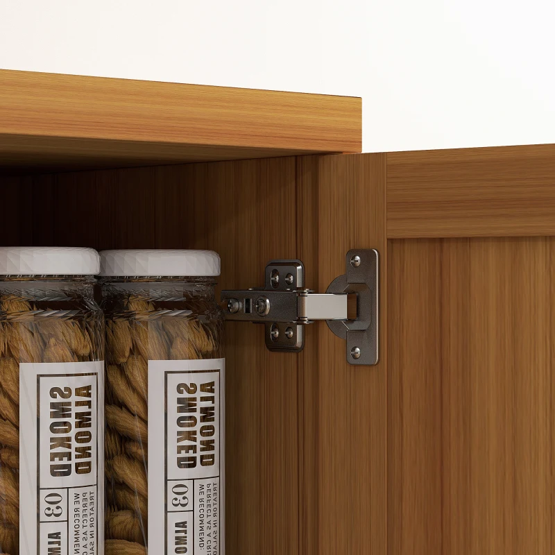 HOMCOM 63" 2-Door Kitchen Pantry, Freestanding Cabinet with 2 Adjustable Shelves for Dining Room, Cinnamon Teak Wood Grain