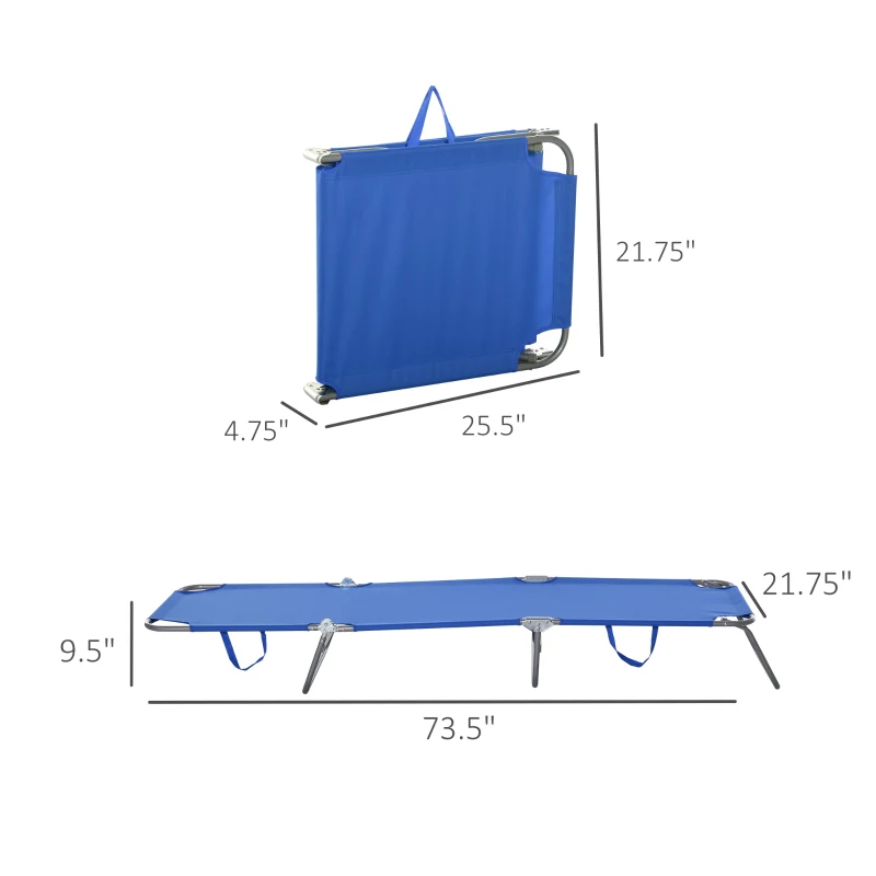 Outsunny Folding Outdoor Lounge Chair, Portable Reclining Beach Lounger with Breathable Mesh Fabric, Sun Lounge Bed Camping Cot for Patio, Garden, Poolside, Blue