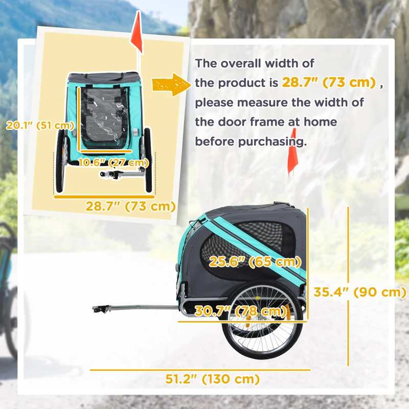 Aosom Dog Bike Trailer, Pet Cart, Bicycle Wagon, Travel Cargo, Carrier Attachment with Hitch, Foldable for Travelling, Green