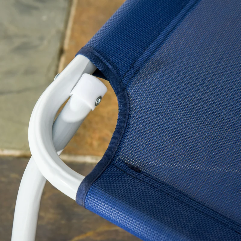 Outsunny Outdoor Sun Lounger, Folding Chaise Lounge with 4-level Adjustable Backrest, Blue