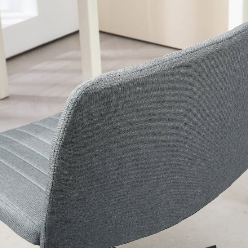 HOMCOM Criss Cross Chair, Wide Armless Office Chair, Fabric Computer Desk Chair with Adjustable Height, Gray