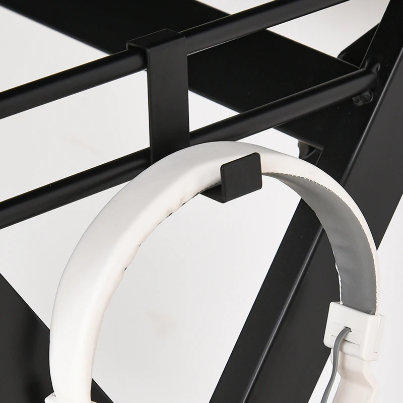 HOMCOM 55 inch Gaming Desk, Racing Style Computer Office PC Gamer Workstation with Elevated Monitor Stand, Headphone Hook, Black