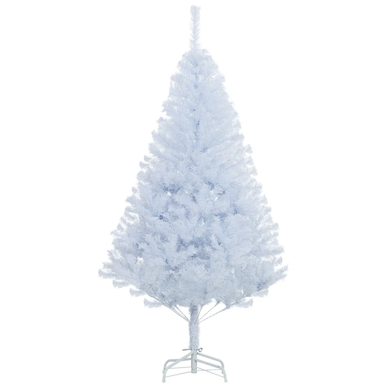 HOMCOM 5ft White Christmas Tree Artificial Christmas Tree with 536 Branch Tips and Metal Stand