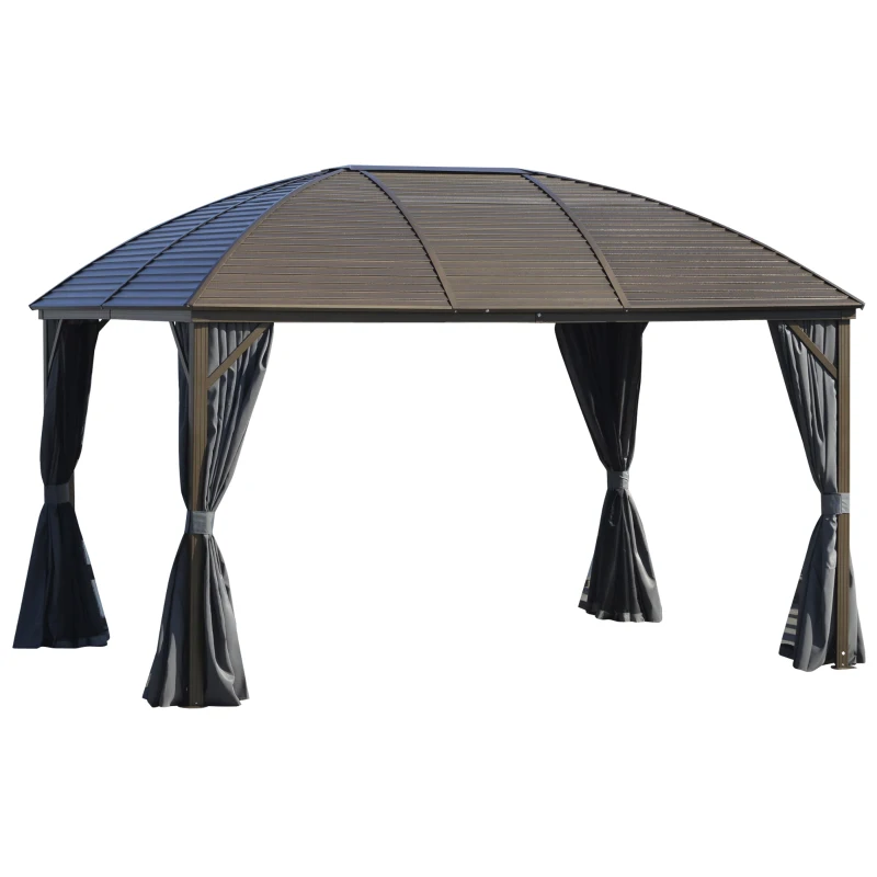 Outsunny 10' x 13' Hardtop Gazebo Aluminum Outdoor Canopy with Mesh Nettings Grey
