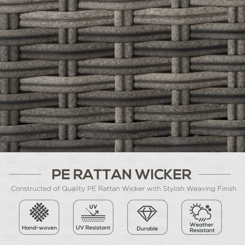 Outsunny 6 Piece Patio Furniture Set, PE Wicker Outdoor Furniture Conversation Set with 3 Sofas, 2 Ottomans and Slatted WPC Top Dining Table, All Weather Sectional Sofa Couch with Pillows, Gray