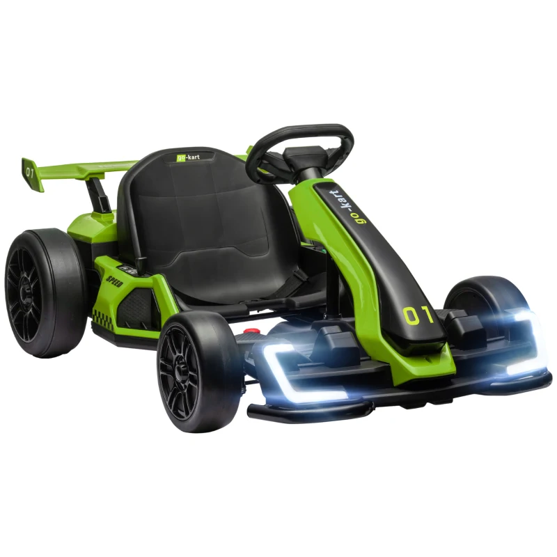 Aosom 24V 7.5 MPH Electric Go Kart with Adjustable Seat, Slow Start, Green