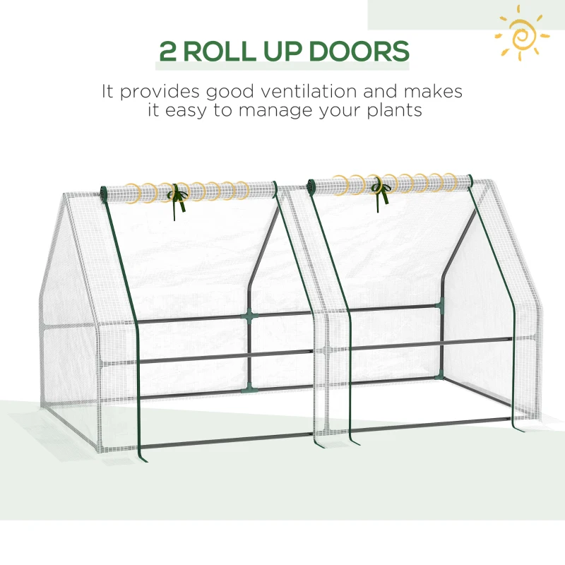 Outsunny 6' x 3' x 3' Portable Tunnel Greenhouse Outdoor Garden Mini with Large Zipper Doors & Water/UV PE Cover White