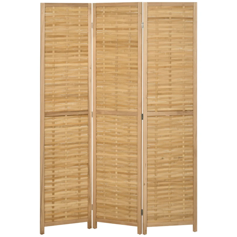 HOMCOM Hand Woven Room Divider, 3 Panel Bamboo Folding Privacy Screen for Home Office, 47.25"x67"x0.75", Natural