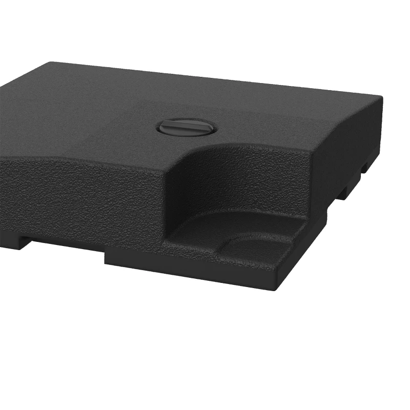 Outsunny 4 Pieces Cantilever Patio Umbrella Base, Outdoor Offset Umbrella Weights, 176 lbs Capacity Water or 264 lbs Capacity Sand  Plates Set, Black