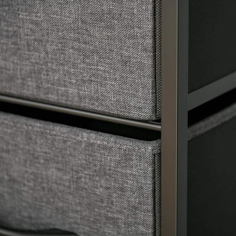 HOMCOM Chest of Bins Storage Cabinet with 4 Fabric Bins for Living Room and Entryway, Black