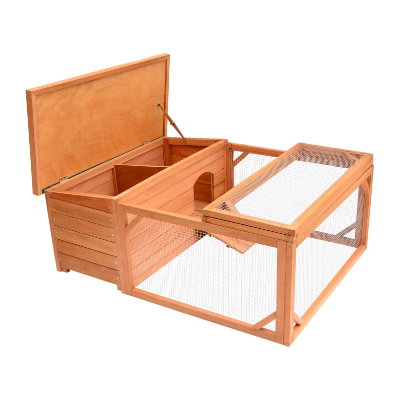 PawHut 51" Chicken Coop Wooden Hen House Rabbit Hutch Poultry Cage Pen Outdoor Backyard with Run