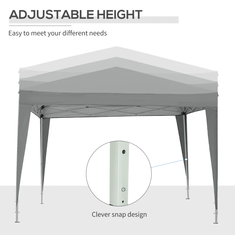 Outsunny 10'x10' Outdoor Pop Up Party Tent Wedding Gazebo Canopy with Carrying Bag (Light Grey)