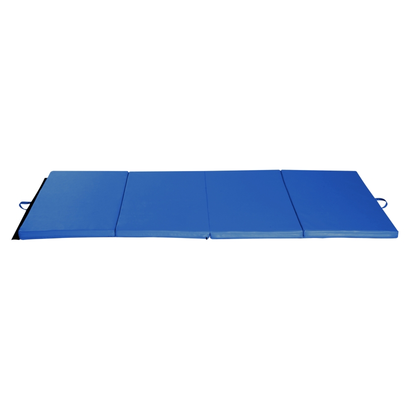 Soozier 4'x8'x2" Folding Gymnastics Tumbling Mat, Exercise Mat with Carrying Handles for Yoga, MMA, Martial Arts, Stretching, Core Workouts, Dark Blue