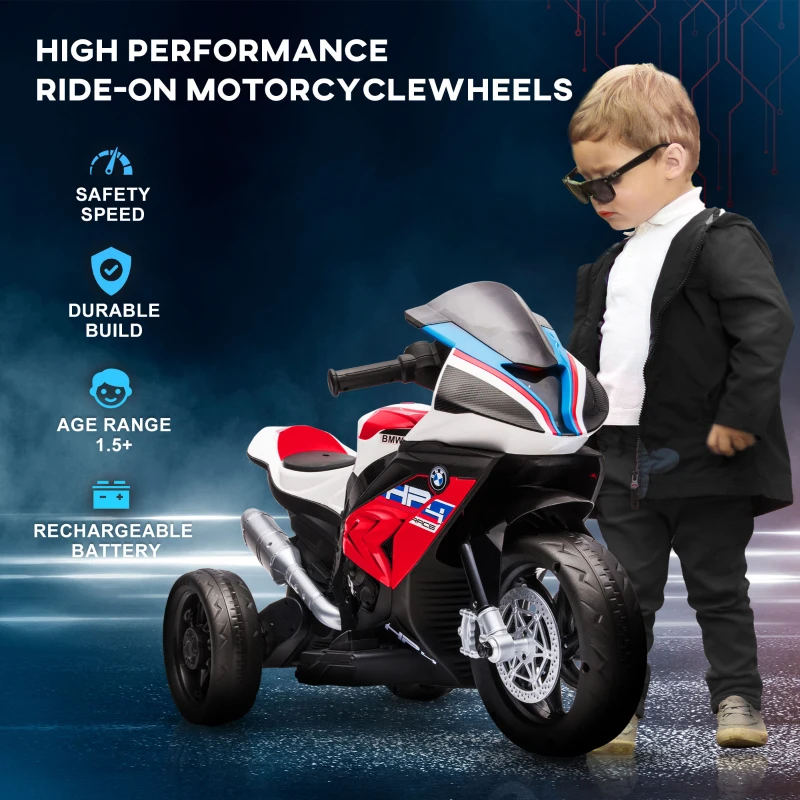 Aosom Licensed 6V Kids Ride on Motorcycle, Off-Road Battery Powered Three Wheels Dirtbike with USB, AUX, Music and Headlight for Toddler, Red