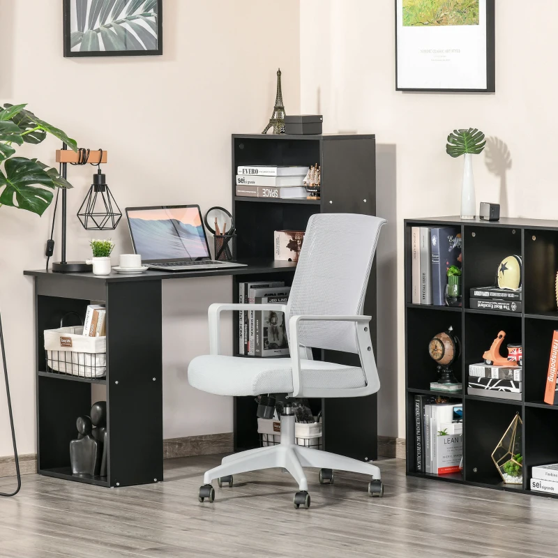 Vinsetto Mid-Back Home Office Chair, Task Computer Desk Chair with Lumbar Support and Adjustable Height, Grey