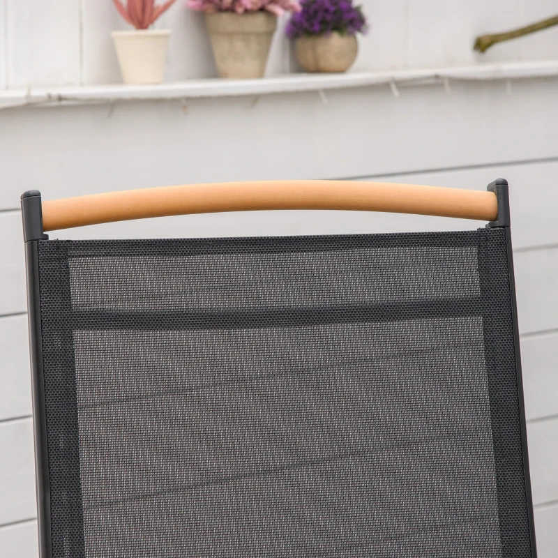 Outsunny 5 Piece Outdoor Furniture Patio Dining Set For 4, Square Outdoor Dining Table, Adjustable Reclining Folding Chairs, Black