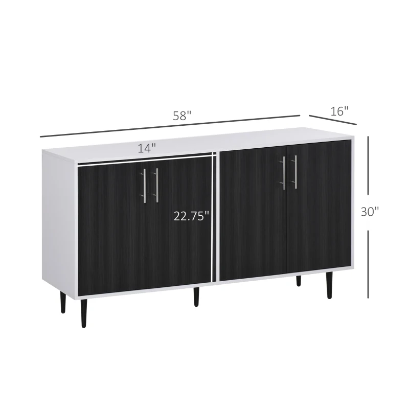 HOMCOM Modern Sideboard, Buffet Cabinet, Console Table with Adjustable Shelves, Anti-Topple Design, and Large Countertop, Dark Gray