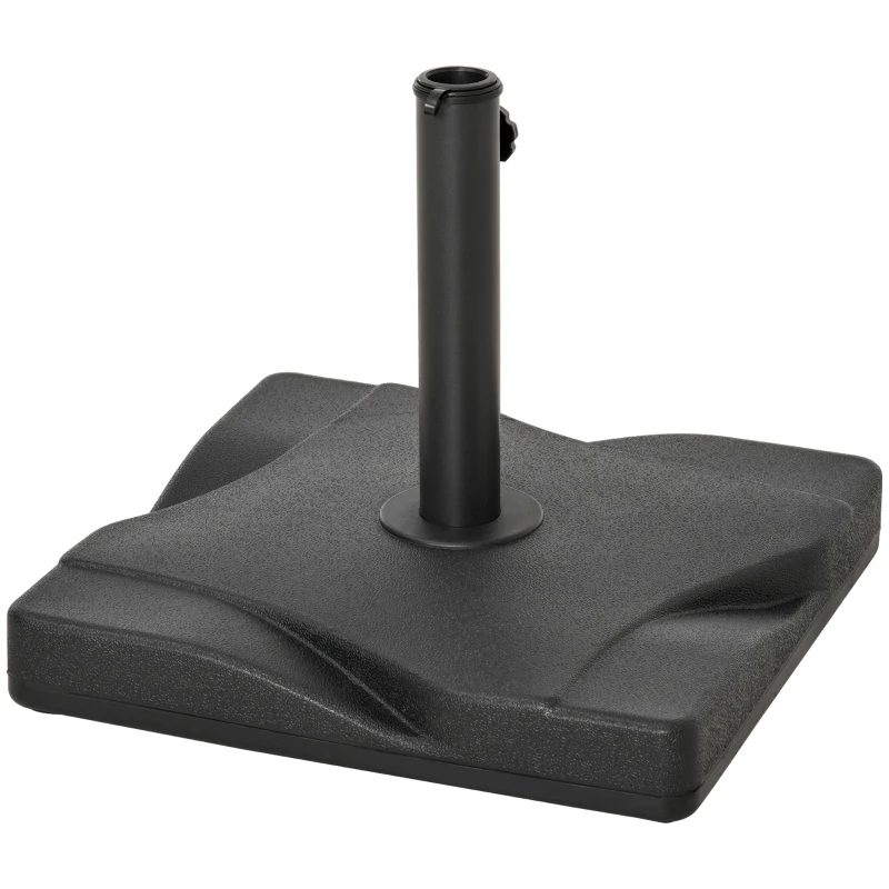 Outsunny 44lbs Square Cement Patio Umbrella Base Stand, Outdoor Garden Parasol Base Umbrella Weight Stand Holder Fits Φ1.3", Φ1.5" and Φ2.0" Pole - Black