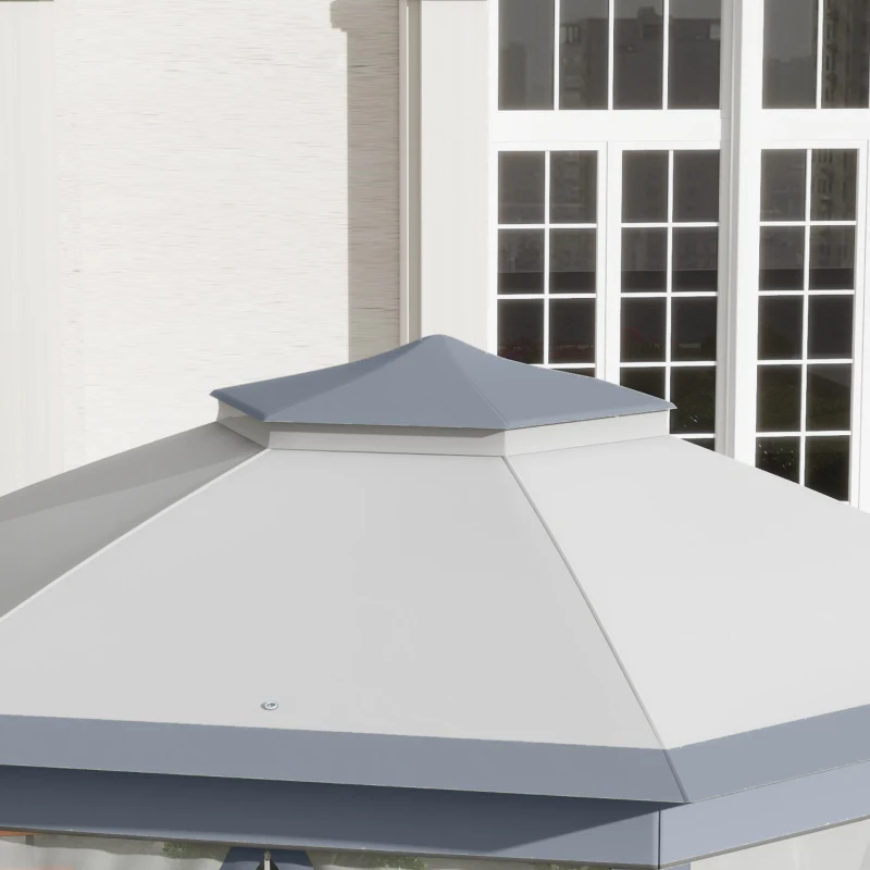 Outsunny 13' x 13' Pop Up Canopy Tent with Netting and Carry Bag, Instant Sun Shelter, Hexagon Tents for Parties, Outdoor, Garden, Patio, Grey