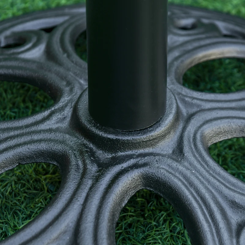 Outsunny 25lbs Cast Iron Round Patio Umbrella Base Stand, Umbrella Holder for Outdoor, Patio, Garden, Deck and Beach, Fit Dia. 1.5", 2" Pole, Black