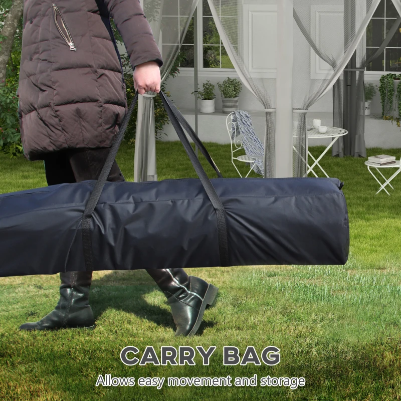 Outsunny 12'x12' Pop Up Canopy, Hexagon Gazebo with Netting, Carry Bag, Height Adjustable Instant Shelter, Grey