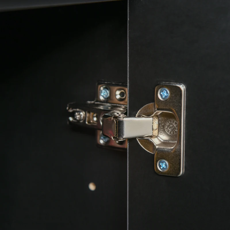 HOMCOM High Gloss Buffet Sideboard with 2 Drawers, 2 Doors and Adjustable Shelf, Kitchen Storage Cabinet with Push Open Design, Black